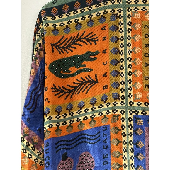 Farm Rio Anthropologie Top Women's XL Button Dotted Patchwork Scarf Print NWT - Picture 3 of 16